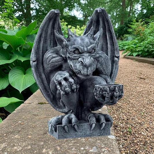 OLOMA Antique Style Gargoyle Statue Gothic Garden Decor Heavy Stone Outdoor Sculpture Aged Historic Look Mythical Guardian Weather Resistant Outdoor Indoor Decorative Accent for Entryway Patio Yard