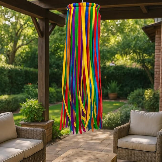 Madrona Brands Short Ribbon Windsock | Durable Outdoor Hanging Decoration | Yard, Garden, Patio, Deck and More | 28 Inch