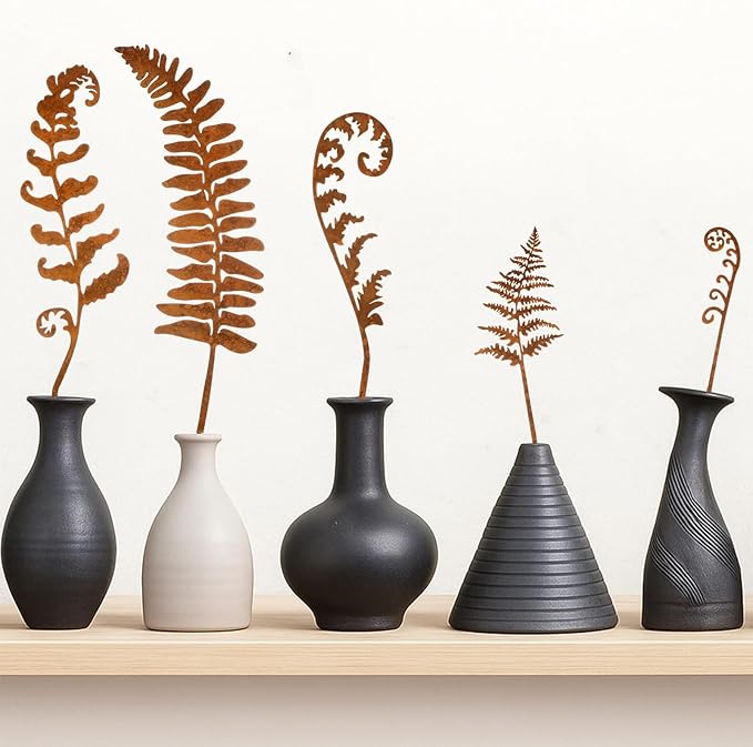 LEIFIDE 5 Pcs Rusted Metal Garden Stakes Decorative Metal Flowers for Outside Plant Stakes Outdoor Decor Flower Bed Decor for Lawn Yard Walkway Pots