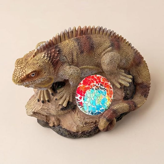 Solar Iguana Lizard Garden Statue Light, Hand-Painted Mosaic Solar Outdoor Decor Light with Dusk to Dawn Sensor, Yard Art Sculpture for Patio Lawn Porch Housewarming Gift