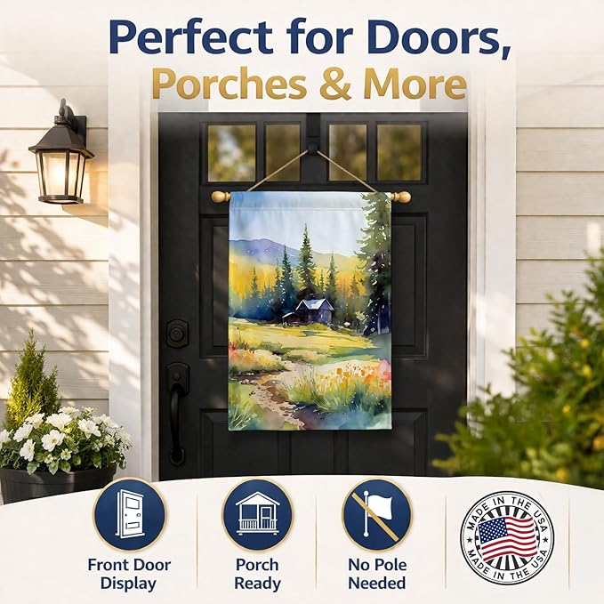 Caroline's Treasures Montana Bitterroot in Watercolor House Flag Large Porch Sleeve Pole Decorative Outside Yard Banner Artwork Wall Hanging, Polyester, House Size, Multicolor