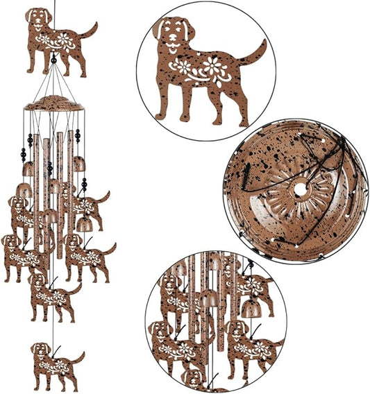 37" Dog Wind Chimes Outdoor Indoor Decor - with 4 Tubes 6 Bells 7 Dogs Wind Chime, Mobile Romantic Dog Wind Catcher, Dogs Windchimes for Home, Mom Gifts, Balcony, Tree, Festival, Garden Decoration