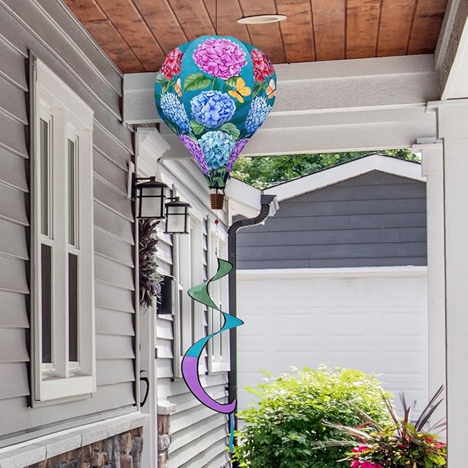 Colorful Hydrangea Spring Hot Air Balloon Wind Twister 54" x 12" Briarwood Lane