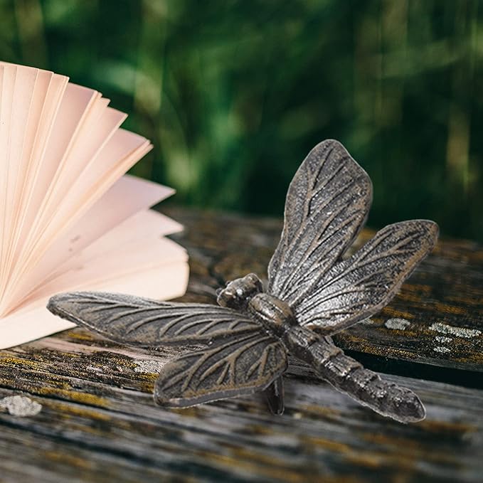 BRASSTAR Cast Iron Dragonfly Statue Delicate Modelling Interior and Exterior Decoration Suitable for Placing Study Garden Lawn Balcony TQGJPT432