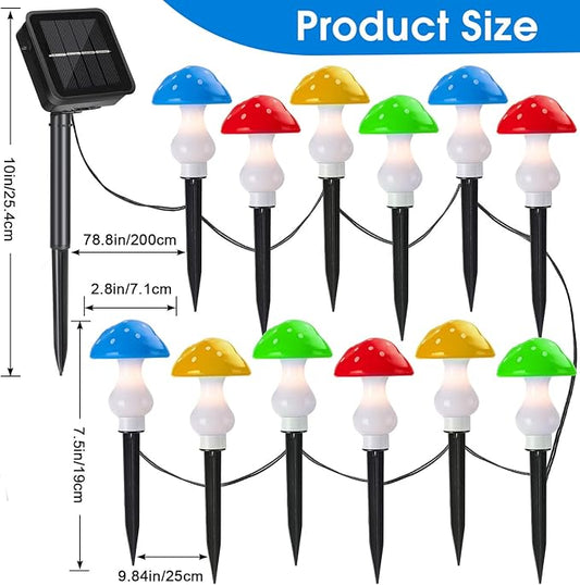 Reginary 12 Pcs Outdoor Lamp Solar Mushroom Light up Garden Mushroom Lights 8 Modes Waterproof Lamp Outside Decor for Holiday Yard Patio Pathway Lawn Ornament(Multicolored,Classic)