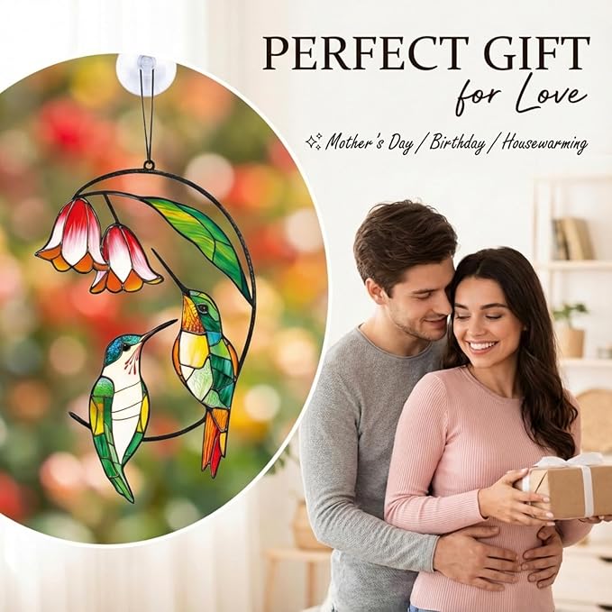 Hummingbird Gifts for Women, Hummingbird Sun Catcher for Window Hanging, Mothers Day for Mom Grandma Bird Lovers, Spring Suncatcher Garden Decor for Indoor Outdoor Windows(6)