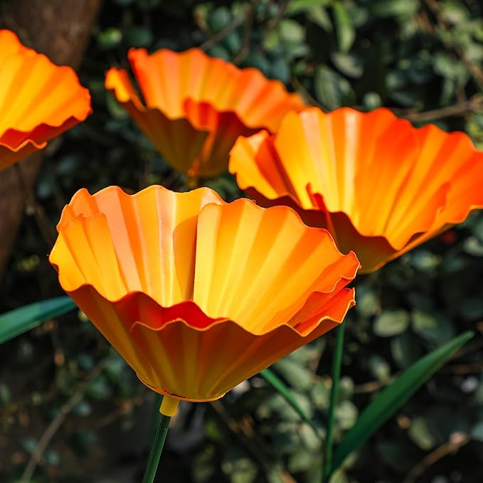 MorningRo 5 Pack Metal Flowers Garden Stake Decor for Outside 25. 2 Inch Metal Flowers Stakes Garden Decorations for Outdoor Yard Patio Lawn Porch Pathway