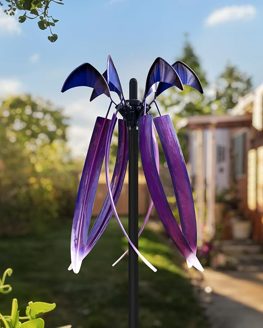 Wind Spinners for Yard Garden, Large Outdoor Metal Wind Spinner with Stake, Kinetic Wind Sculptures & Spinners Windmill for Outside Lawn Yard Art Decor(15" W x 73" H)