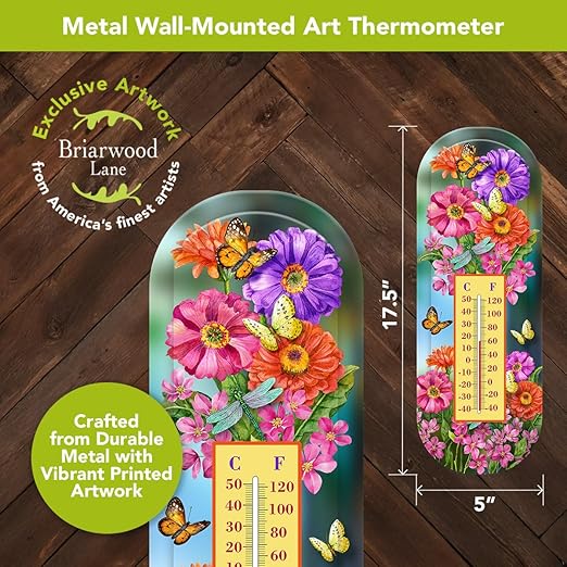 Briarwood Lane Zinnias in Bloom Metal Thermometer