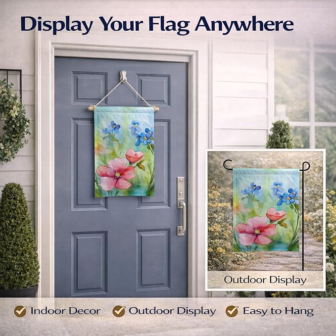 Caroline's Treasures Alaska Forget-me-nots in Watercolor Garden Flag Mailbox Flag Decorative Yard Flag Banner Outside Patio Artwork Yard Flower Beds, Garden Size, Multicolor