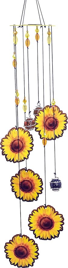 Spoontiques Sunflower Wind Chime - Outdoor Garden Décor - Decorative Chimes for Yard, Garden, Backyard and Patio Decoration