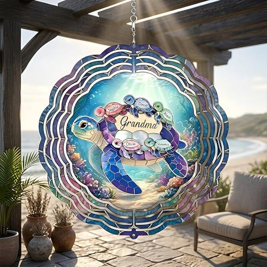 Personalized Mother's Day Wind Spinner for Mom Grandma, Mama Grandma Gifts Mothers Day Christmas, Floral Garden Decor Gift, Outdoor Yard Hanging Ornament 3