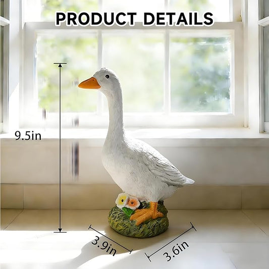 Garden Outdoor Decor Goose Flower Statue, 9.5 Inch Goose Figurines Garden Statues & Sculpture Decor for Patio, Porch and Lawn, Goose Memorial Stone