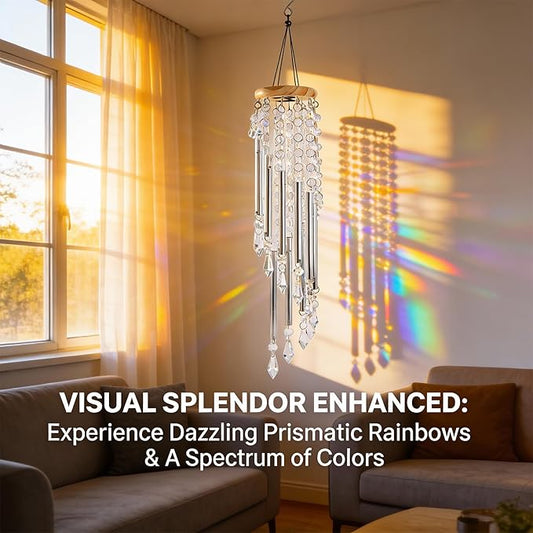 Crystal Wind Chimes - Glass Wind Chimes for Outside, Outdoor Crystal Suncatcher with Tuned Tubes, Reflective Windchimes Outdoors Unique, Hanging Prism Rainbow Maker Chandelier Home Decor (Snowflake#2)