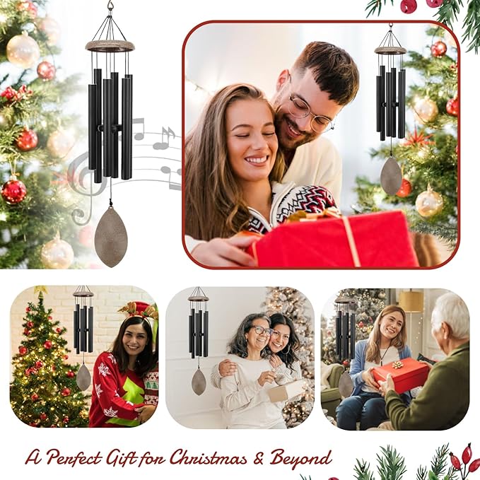 Wind Chimes for Outside, All Metal Tuned Wind Chime Outdoors, Sympathy & Memorial Wind Chimes for Mom Dad, Leaf Design, Box Included