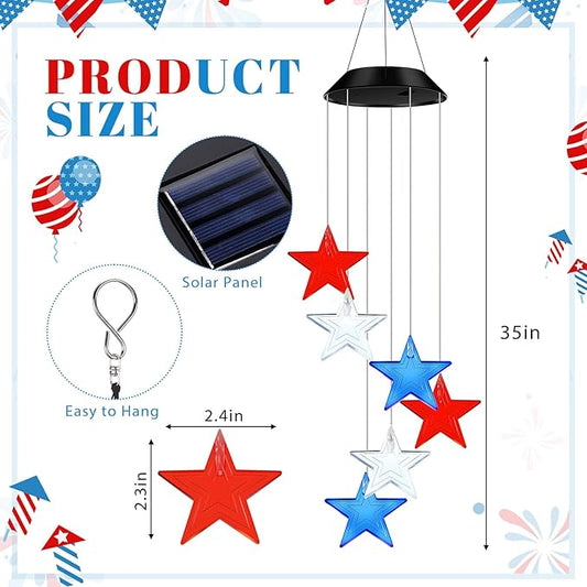 Fumete Solar Wind Chimes for Outside LED Color Changing Light Outdoor Mobile Wind Chime for Garden Patio Yard Porch Home Decor (Star)