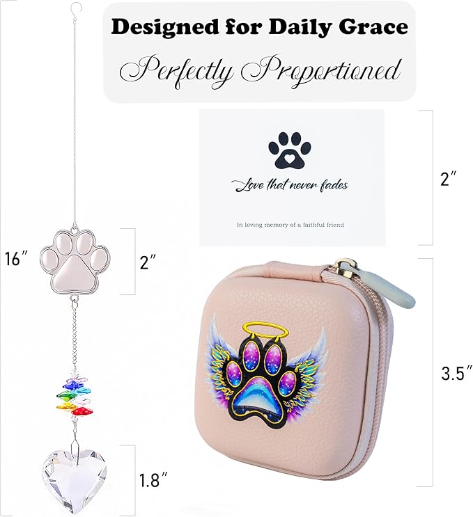 Rainbow Bridge Heart Suncatcher - Pet Memorial Gift for Loss of Dog or Cat, Crystal Remembrance Ornament, Sympathy Keepsake for Puppy Passing Away