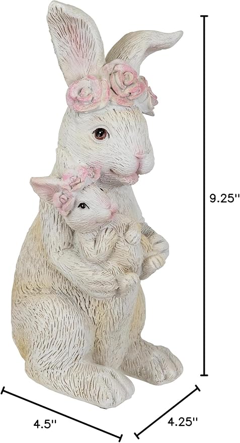 Northlight Mother and Baby Bunny Outdoor Garden Easter Statue - 9.25"