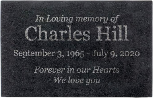 Customized In Loving Memory Black Granite Memorial or Sympathy Gift. Offered in a Variety of Sizes to Meet your Needs and Budget (14 x 9 x 2")