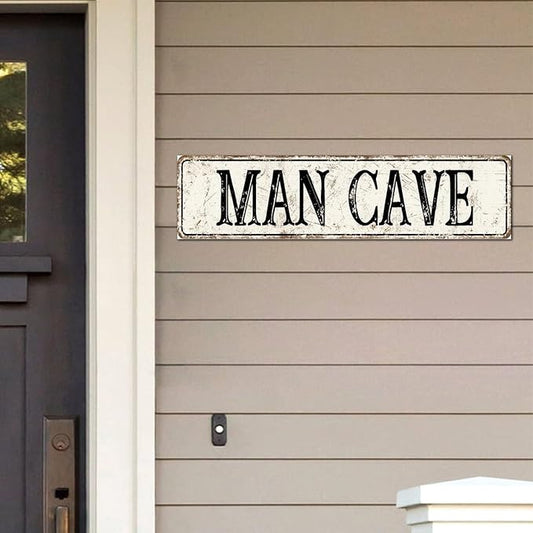 Madcolitote Personalized Man Cave Street Sign Vintage Man Cave Wood Signs Wall Art Rustic Wall Decorations for Living Room Home Decor for Home Man Cave Door Porch Garden Party 6x24in