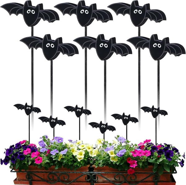 6 Pcs Halloween Bat Garden Stake Spooky Yard Decor Wood Bat Plant Stakes for Halloween Indoor Outdoor Lawn Porch Pathway Patio Decoration