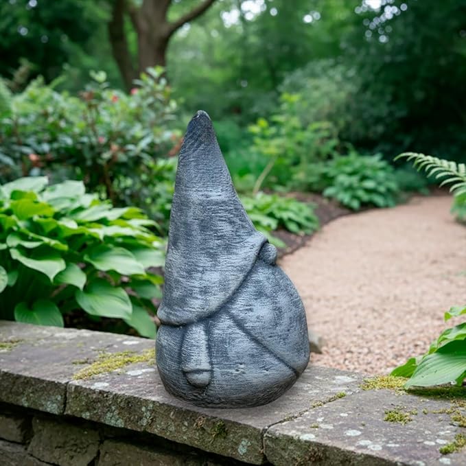 OLOMA Concrete Garden Gnome Statue Outdoor Decor Heavy Stone Sculpture with Protective Resin Coating Weather Resistant Garden Accent for Landscape Yard Patio and Lawn