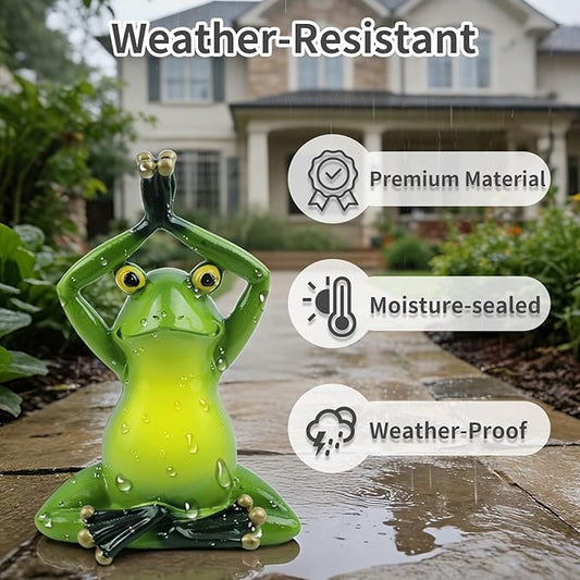 Garden Frog Statues – Funny Outdoor Figurines for Yard, Patio, Lawn, Indoor Decor – Cute Animal Ornaments & Plant Hangers – Birthday for Women (1 Pack - Lotus Pose Frog)