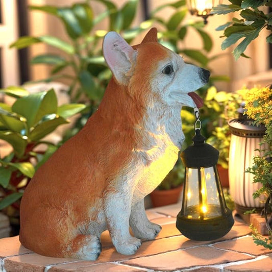 Dog Solar Statues Cute Corgi Solar Light for Outdoor Garden Halloween Decorations Christmas Decor Lawn Decor Patio Balcony Yard Ornament Ideal Gifts for Women, Mom or Birthdays