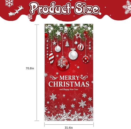 IMISHM Retro Christmas Door Decorations Merry Christmas Christmas Door Cover Christmas Snowflake Door Banner Christmas Front Door Decorations for Christmas Home Indoor Decorations