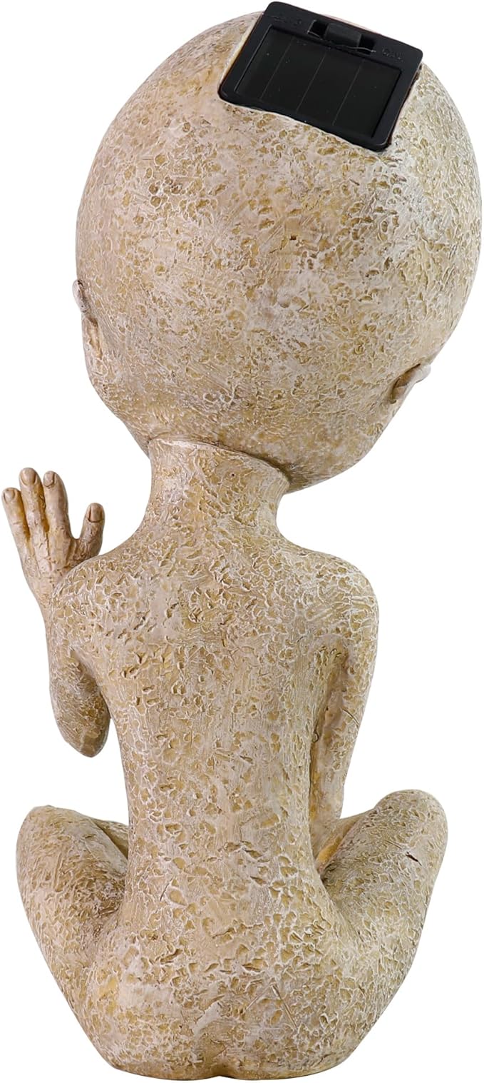 Solar Light UFO Extraterrestrial Garden Alien Statues Figurine for Indoor Outdoor Garden Patio, Yard Or Lawn Decoration