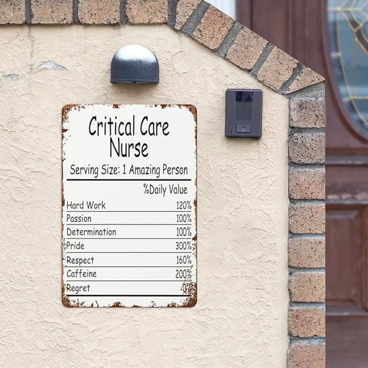 Vintage Retro Metal Wall Decor Signs Critical Care Nurse Amazing Person Daily Value for Home,Kitchen,Bathroom,Patio & Garden Inspirational & Funny Life Quotes 8x12 Inches