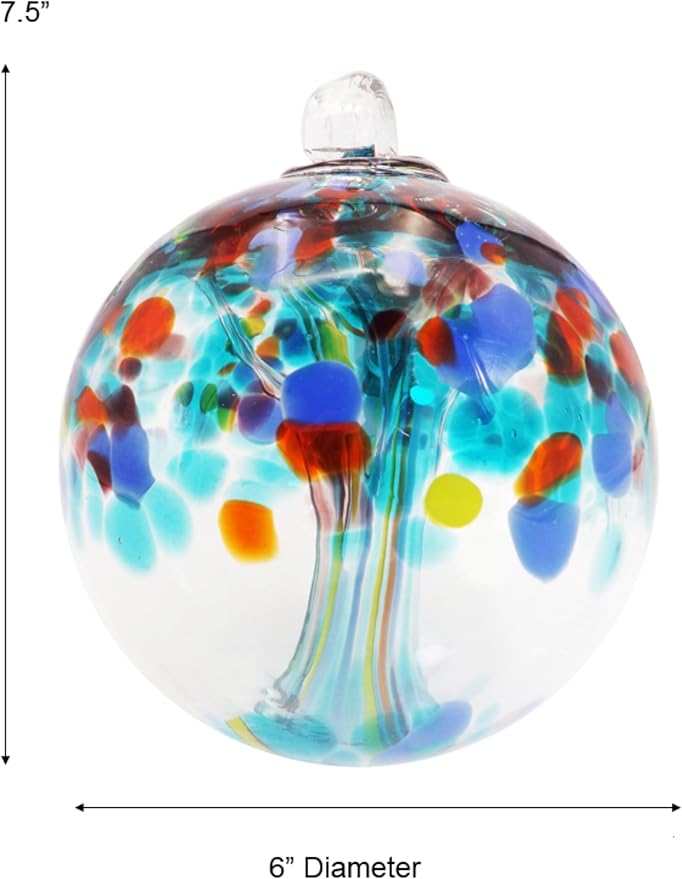 Dale Tiffany Hand Blown Glass, 6" Diameter Devotion, Tree of Life Collection, Witch Globe Hanging Garden Indoor/Outdoor Decorative Ornament Gazing Ball