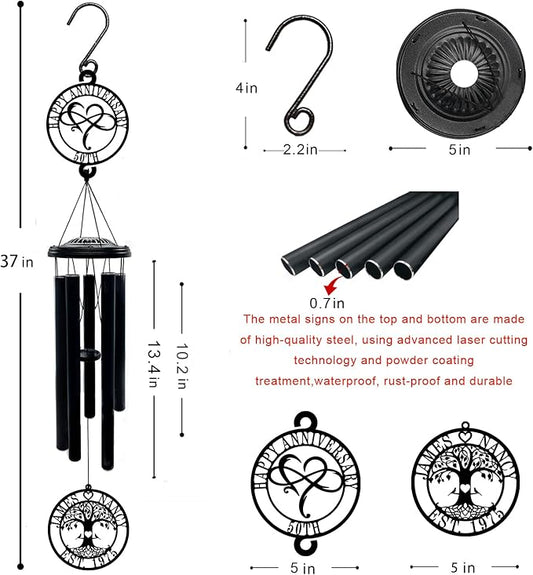 37'' Personalized Anniversary Wind Chime Gifts,Custom Golden Wedding Anniversary Presents,Happy 50th Decorations for Parents,Couples,Husband,Wife,Friends