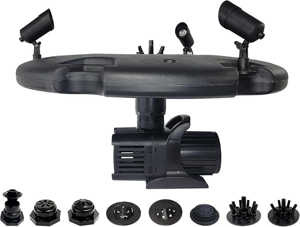 HALF OFF PONDS Floating Fountain, 1.2 HP Pond Aerator, 100 ft Cord, 10,000 GPH Water Pump, 11 Spray Patterns, Color-Changing LED Lights, for Large Ponds, Lakes & Water Gardens