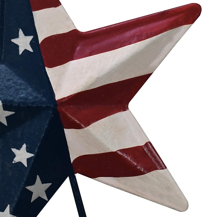 K KILIPES Metal Star Barn Yard Sign Garden Stake Decor for 4th of July, American Flag Patriotic Star Yard Stake Lawn Ornament Independence Day Memorial Day Outdoor Decorations (2, 12" H)