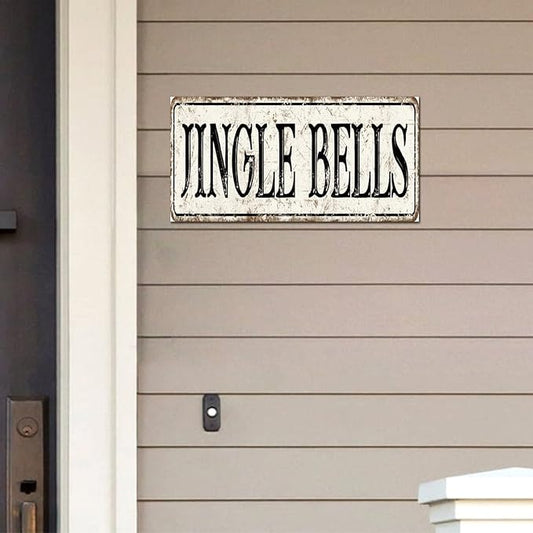 Madcolitote Personalized Jingle Bells Street Sign Vintage Jingle Bells Wood Signs Wall Art Rustic Wall Decorations for Living Room Home Decor for Home Man Cave Gate Garden Bars Cafes 6x12in