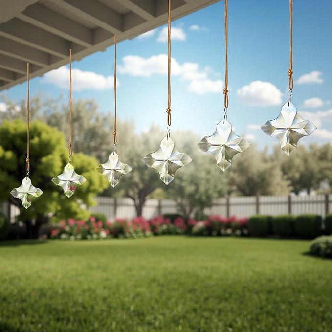 2.7in Hanging Crystal Cross Prisms Ornaments for Easter Tree Window Hanging Glass Ornaments for Home Office Car Decor