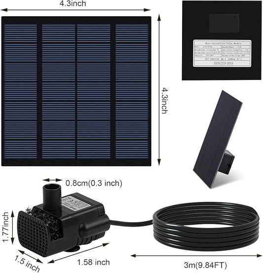 Solar Water Fountain for Bird Bath with Seperate Solar Panel 1.8W,Solar Fountain Pump for Pond,Water Feature Solar Water Pump