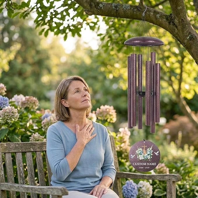 Personalized Deep Tone Wind Chimes Memorial, 30/36/45" Sympathy Wind Chimes Gifts for Loss of Loved One, Mom, Dad, Custom in Loving Memory of Loss Gifts, Produced in USA