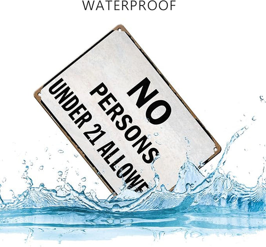 Warning Metal Tin Sign Retro No Persons Under 21 Allowed Signs Plaque for Restaurant Clubs Coffee Bars Pub Wall Decor Vintage Outdoor Door Sign-Color 5