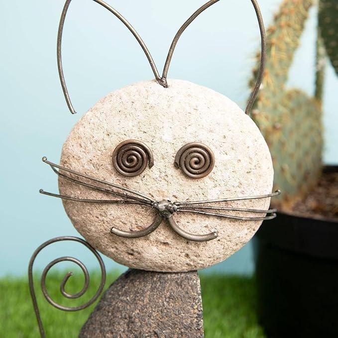 Happy Gardens Cat Garden Statue with Whiskers