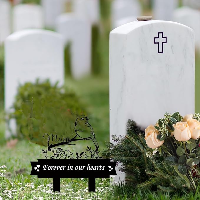 Grave Decorations for Cemetery Metal Memorial Grave Plaque Stake Markers Sympathy Waterproof Cemetery Decor for Dad Mom Dog Cat Outdoors Garden Personalized (Type C)