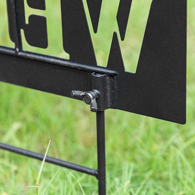 Glitzhome Easter Rabbit Decorative Garden Stakes, 30" H Black Metal Silhouette with Welcome Sign and Butterfly Cutout, Iron Yard Lawn Spring Decor or Wall Decor