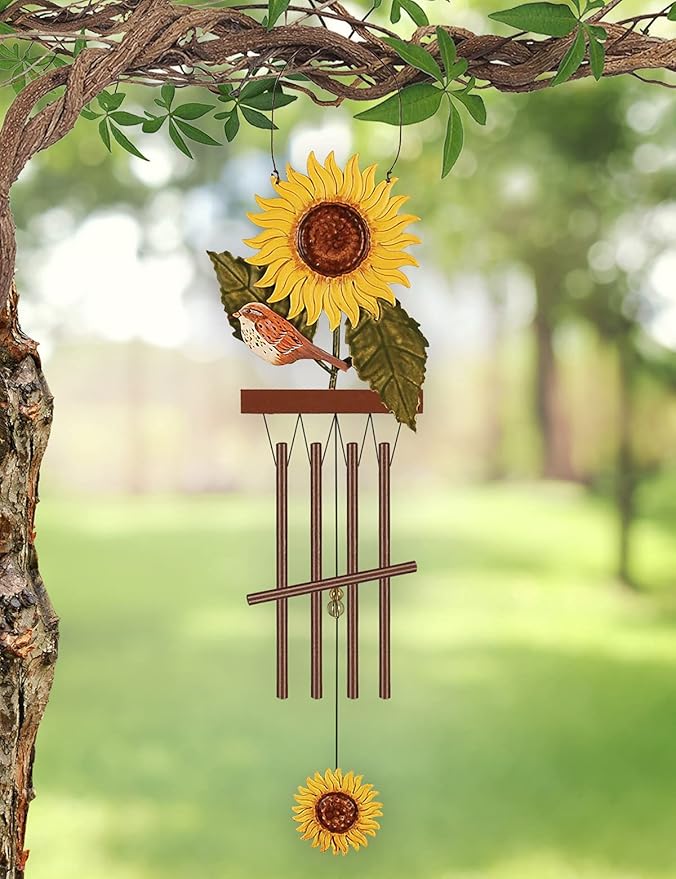 Sunset Vista KD161 Birds of a Feather Sunflower Garden Wind Chime, 15-inch Height