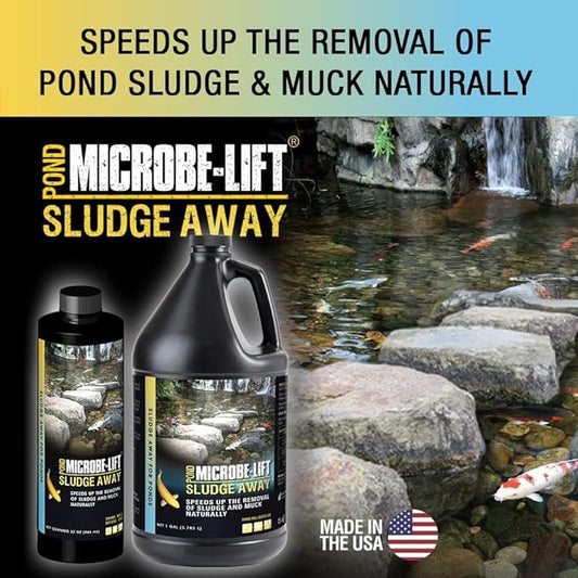 MICROBE-LIFT MLXSA5G Sludge-Away Pond and Outdoor Water Garden Sludge Remover, Safe for Live Koi Fish, Plant Life, and Décor, 5 Gallons