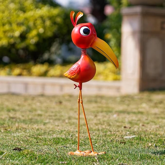 Metal Redfinch Statue Outdoor Garden Decor - 21" Redfinch Decor Outdoor Sculptures - Yard Art Gift for Backyard,Patio,Porch,Home
