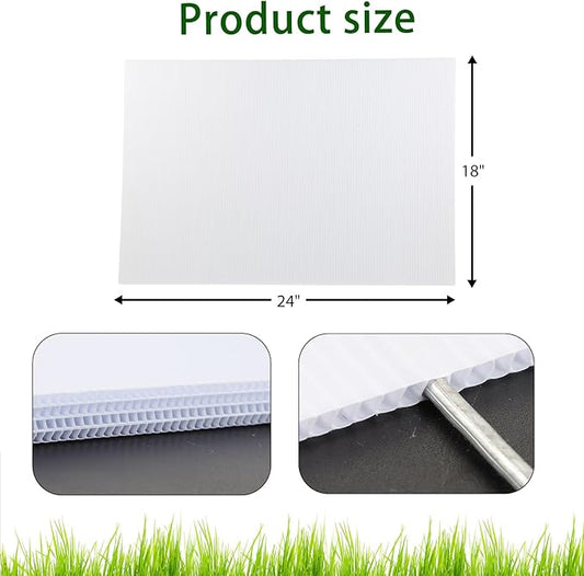12 Pack Large Blank Yard Signs 18 x 24" with Metal Stakes, White Plastic Yard Lawn Sign for Birthday Decoration,Garage Sale,Guidepost, Open House, Rent