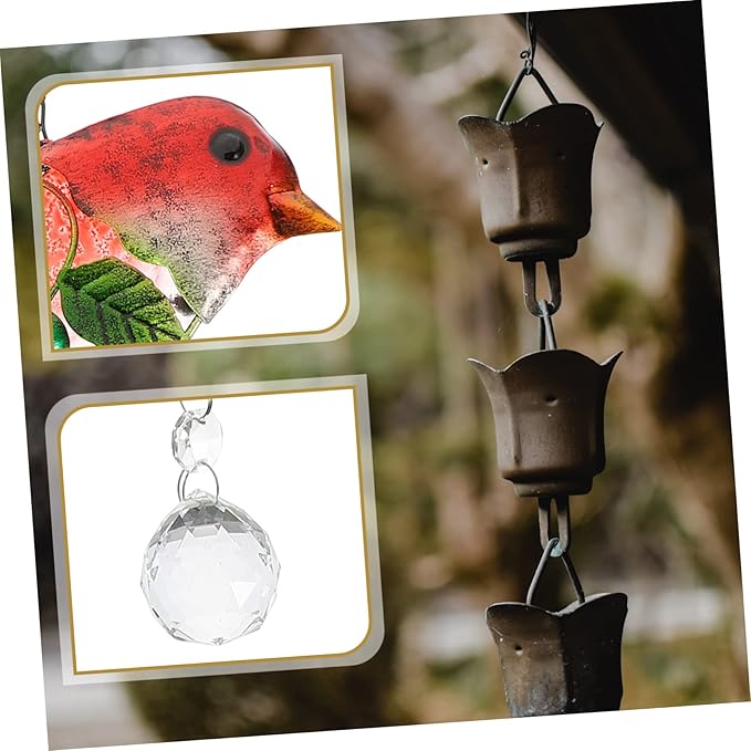 SUPVOX Creative Bird Figurine Hanging Decor Glass and Iron Garden Statue for Home Adornment Unique Outdoor Decoration for Garden and Patio
