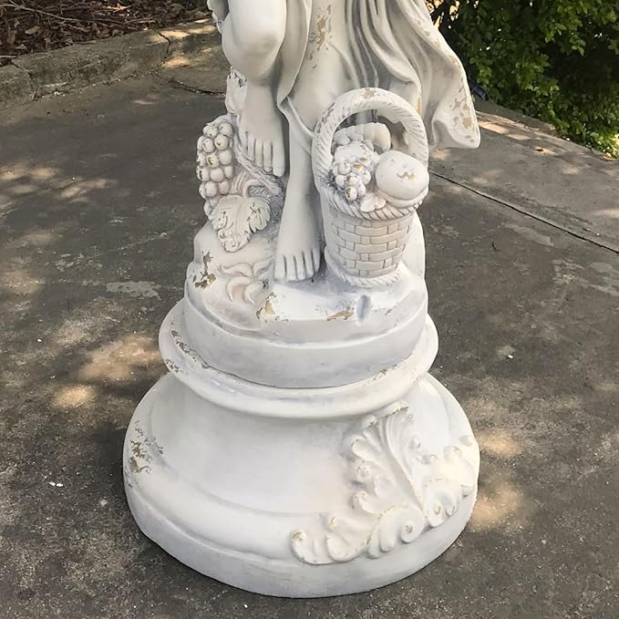 Zaer Ltd. 65" Tall Graceful Magnesium Angel Statue in Antique Grey Distressed Finish Antique Classical Design (Celeste)
