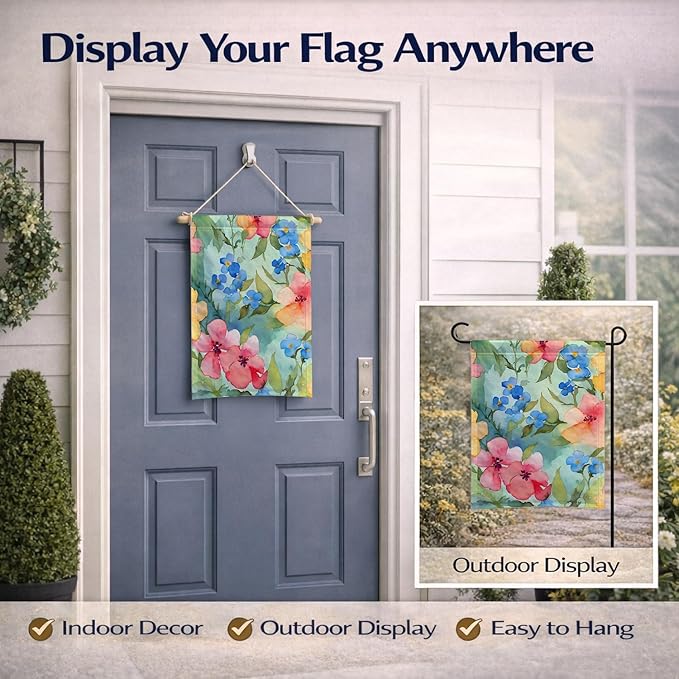 Caroline's Treasures Alaska Forget-me-nots in Watercolor Garden Flag Mailbox Flag Decorative Yard Flag Banner Outside Patio Artwork Yard Flower Beds, Garden Size, Multicolor